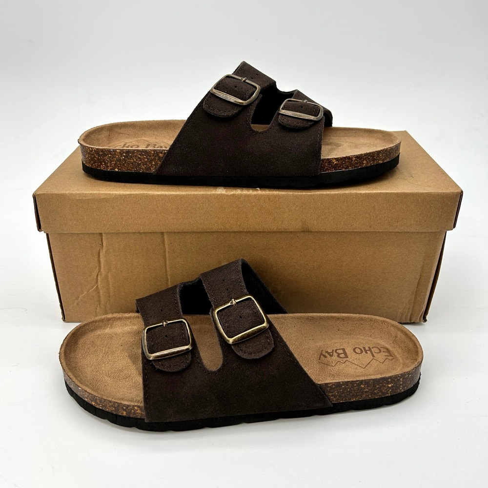 Womens Double Strap‎ Buckle Sandals Echo Bay Garcia Size 7 Brown Suede NEW NIB